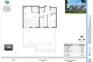 Rzut - Mieszkanie na sprzedaż 3 pokoje o powierzchni 70,65 m² - numer A.4 w Osiedle Telimeny etap III