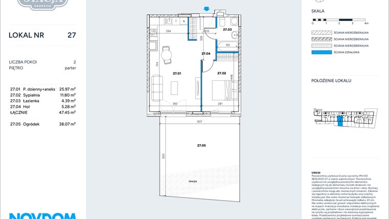 Rzut - Mieszkanie na sprzedaż 2 pokoje o powierzchni 47,45 m² - numer 27 w Stacja Grodzisk