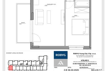 Rzut - Mieszkanie na sprzedaż 2 pokoje o powierzchni 44,63 m² - numer MC/J/A/1/7 w Modern City etap J