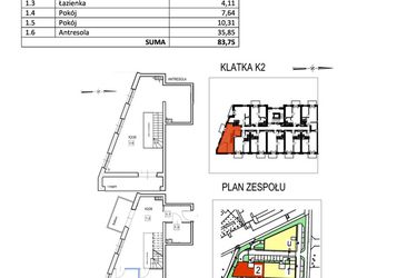 Rzut - Mieszkanie na sprzedaż 3 pokoje o powierzchni 83,75 m² - numer K2/26 w Przystań Królewiecka III