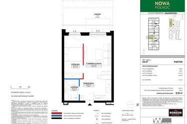Rzut - Mieszkanie na sprzedaż 2 pokoje o powierzchni 38,58 m² - numer 4A_07 w Nowa Północ etap 2