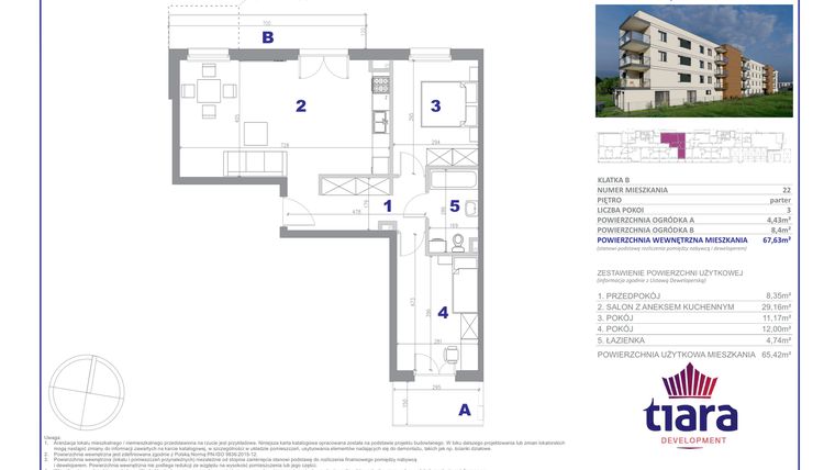 Rzut - Mieszkanie na sprzedaż 3 pokoje o powierzchni 67,63 m² - numer 22 w Osiedle Janowiecka