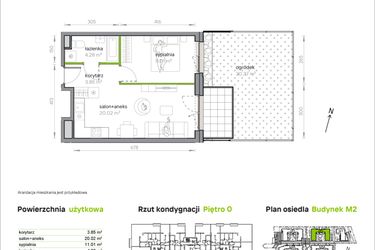 Rzut - Mieszkanie na sprzedaż 2 pokoje o powierzchni 39,16 m² - numer M2/1/0/02 w Przy Parku Vita