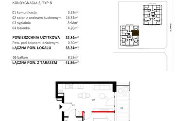 Rzut - Mieszkanie na sprzedaż 2 pokoje o powierzchni 32,67 m² - numer M5 w SUNDAY Resort Ustronie Morskie II