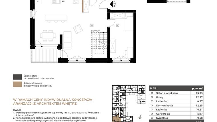 Rzut - Mieszkanie na sprzedaż 3 pokoje o powierzchni 96,78 m² - numer M33 w Apartamenty Królewska Huta