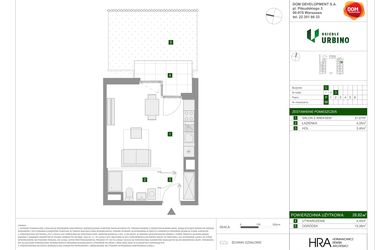 Rzut - Mieszkanie na sprzedaż 1 pokój o powierzchni 28,82 m² - numer 1.3.C.98 w Osiedle Urbino