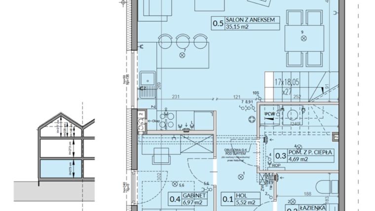 Rzut - Dom na sprzedaż 6 pokoi o powierzchni 150,6 m² - numer 6A w Wille przy Lesie