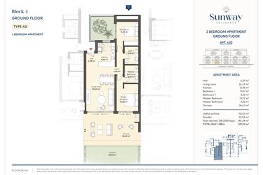 Rzut - Mieszkanie na sprzedaż 2 pokoje o powierzchni 113,42 m² - numer 402 w Sunway