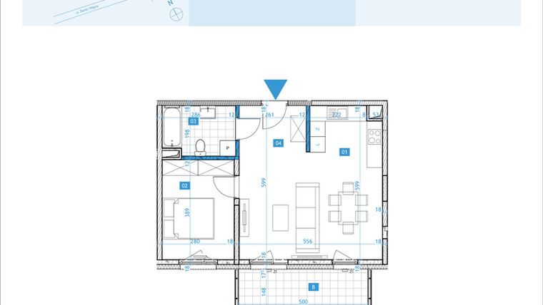 Rzut - Mieszkanie na sprzedaż 2 pokoje o powierzchni 49,12 m² - numer E30 w Osiedle Botaników etap E