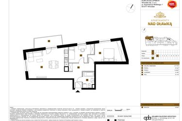 Rzut - Mieszkanie na sprzedaż 3 pokoje o powierzchni 63,65 m² - numer 13 w Apartamenty nad Oławką