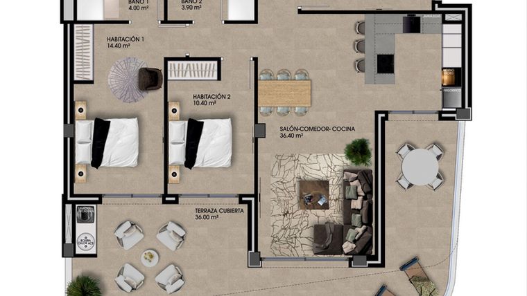 Rzut - Mieszkanie na sprzedaż 3 pokoje o powierzchni 93,8 m² - numer 9 w Ciñuelica Resort
