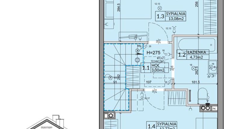 Rzut - Dom na sprzedaż 3 pokoje o powierzchni 72,53 m² - numer 96B w Nova Magdalenka 7 etap VII-VIII