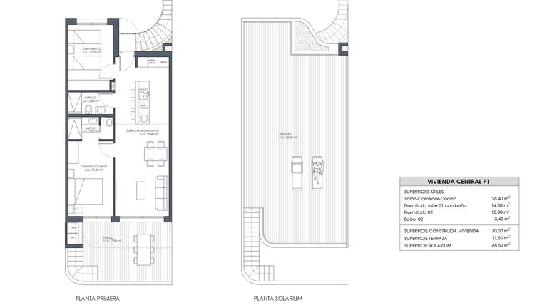 Rzut - Dom na sprzedaż 3 pokoje o powierzchni 70 m² - numer 8 w Domy w San Miguel de Salinas - 10851943