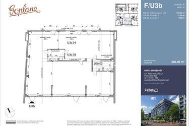 Rzut - Lokal użytkowy na sprzedaż 1 pokój o powierzchni 286,96 m² - numer F/U3b w Goplana budynek F