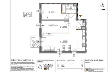 Rzut - Mieszkanie na sprzedaż 3 pokoje o powierzchni 67,73 m² - numer M10 w Kuźnicy Kołłątajowskiej 42