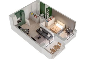 Rzut - Mieszkanie na sprzedaż 2 pokoje o powierzchni 39,19 m² - numer C.3.A w Quercus bud. C