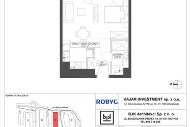 Rzut - Mieszkanie na sprzedaż 1 pokój o powierzchni 33,35 m² - numer C.1M07 w Foresteria