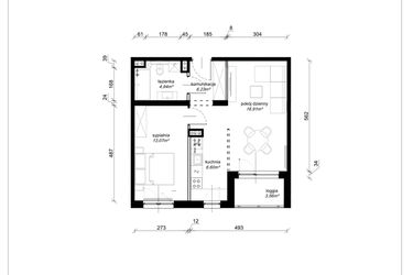 Rzut - Mieszkanie na sprzedaż 2 pokoje o powierzchni 47,75 m² - numer E.4.27.2k w Art.Teo etap 3