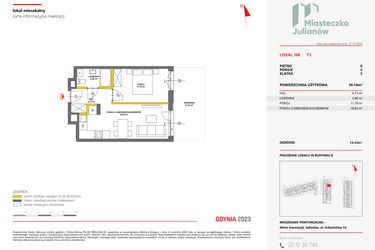 Rzut - Mieszkanie na sprzedaż 2 pokoje o powierzchni 38,99 m² - numer 73 w Miasteczko Julianów