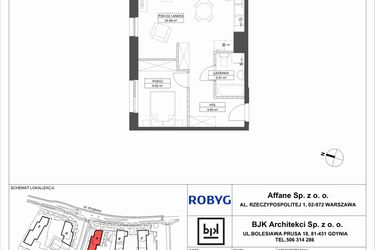 Rzut - Mieszkanie na sprzedaż 2 pokoje o powierzchni 48,56 m² - numer A.5M03 w WENDY