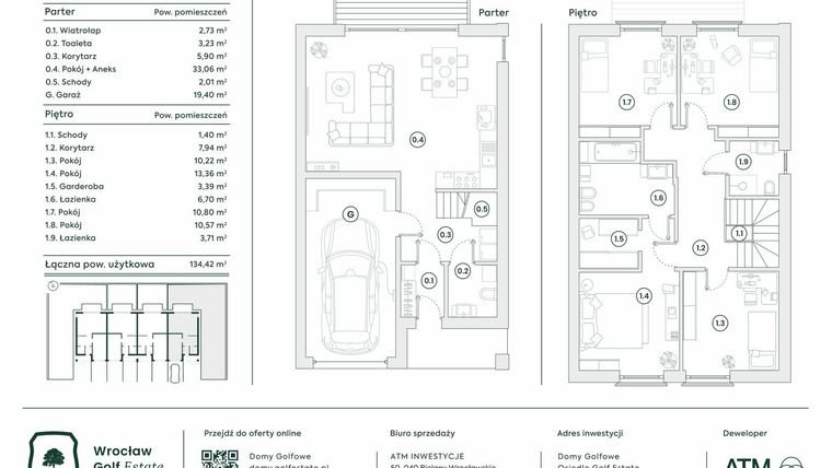 Rzut - Dom na sprzedaż 5 pokoi o powierzchni 134,07 m² - numer 35B w Domy Golfowe II