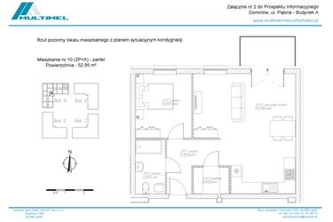 Rzut - Mieszkanie na sprzedaż 2 pokoje o powierzchni 52,95 m² - numer 10A w Dominów Rynek