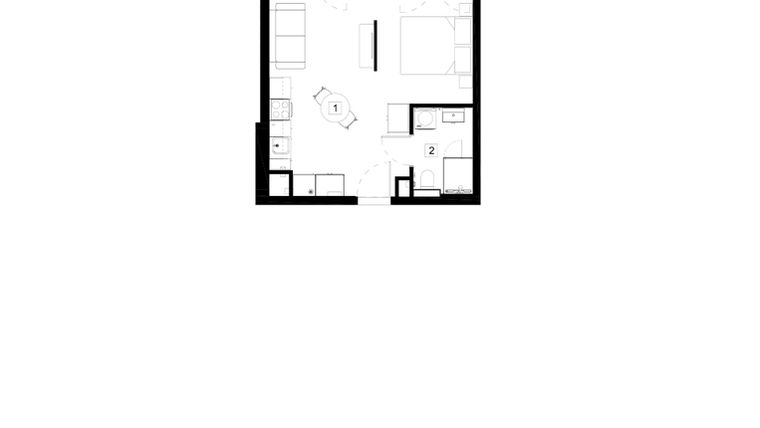 Rzut - Mieszkanie na sprzedaż 1 pokój o powierzchni 31,55 m² - numer M084 w Oh! Praga