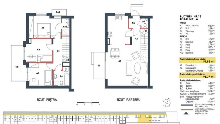Rzut - Dom na sprzedaż 4 pokoje o powierzchni 96,96 m² - numer 15a w Waw.Re