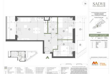 Rzut - Mieszkanie na sprzedaż 3 pokoje o powierzchni 58,05 m² - numer F2.C.00.05 w Sady Żoliborz II