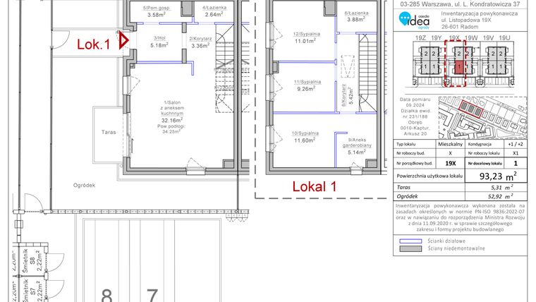 Rzut - Mieszkanie na sprzedaż 4 pokoje o powierzchni 93,23 m² - numer X1 w Osiedle Idea Ogrody 3