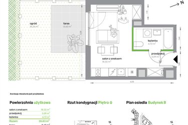 Rzut - Mieszkanie na sprzedaż 1 pokój o powierzchni 25,83 m² - numer BA0004/4 w M Bemowo