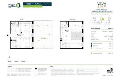 Rzut - Mieszkanie na sprzedaż 1 pokój o powierzchni 79,74 m² - numer BE0001 w Viva Cité