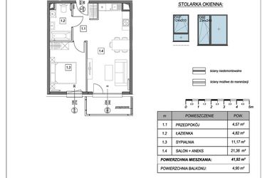 Rzut - Mieszkanie na sprzedaż 2 pokoje o powierzchni 41,92 m² - numer A.4.4 w #NaSwoim2
