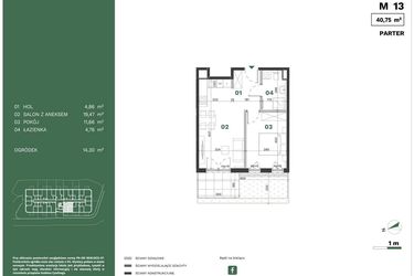 Rzut - Mieszkanie na sprzedaż 2 pokoje o powierzchni 40,75 m² - numer 13 w Przewóz Solar Garden