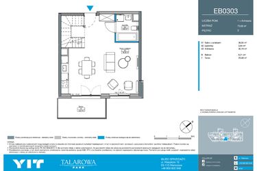 Rzut - Mieszkanie na sprzedaż 2 pokoje o powierzchni 70,68 m² - numer EB0303 w Talarowa Park II