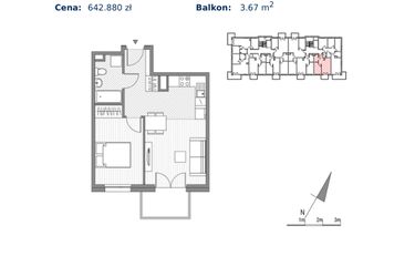 Rzut - Mieszkanie na sprzedaż 2 pokoje o powierzchni 39,2 m² - numer G.6 w Glogera bud. F i G