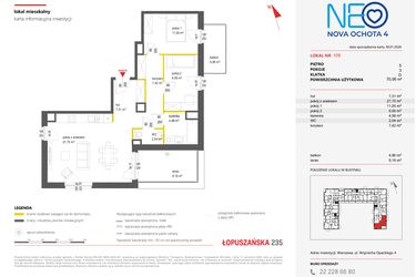 Rzut - Mieszkanie na sprzedaż 3 pokoje o powierzchni 70,06 m² - numer 109 w Neo Nova Ochota 4