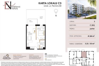Rzut - Mieszkanie na sprzedaż 2 pokoje o powierzchni 41,84 m² - numer C3 w Enklawa Natury
