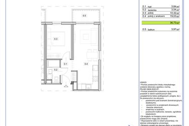 Rzut - Mieszkanie na sprzedaż 2 pokoje o powierzchni 36,73 m² - numer B.15 w EcoBerensona II