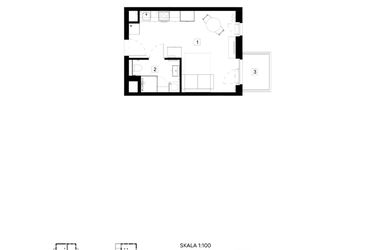 Rzut - Mieszkanie na sprzedaż 1 pokój o powierzchni 26,04 m² - numer M044 w Oh! Praga