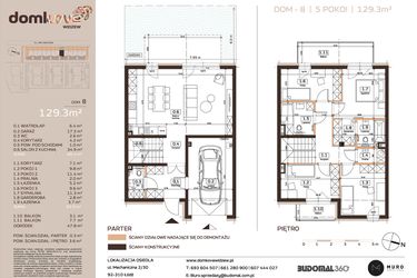 Rzut - Dom na sprzedaż 5 pokoi o powierzchni 129,3 m² - numer 8 w Domkove Widzew etap 2