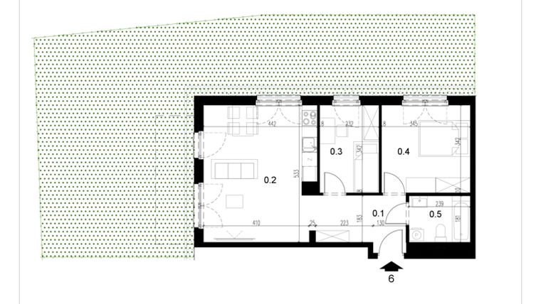 Rzut - Mieszkanie na sprzedaż 3 pokoje o powierzchni 53,55 m² - numer LM6 w Kameralna Koszykarska