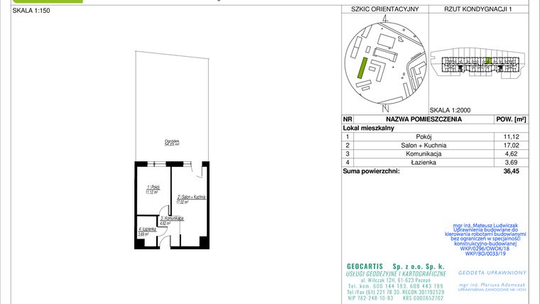 Rzut - Mieszkanie na sprzedaż 2 pokoje o powierzchni 36,45 m² - numer 10C/74 w Jasielska 8C etap II