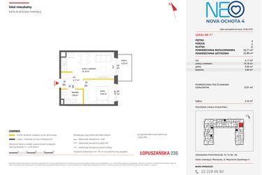 Rzut - Mieszkanie na sprzedaż 2 pokoje o powierzchni 34,71 m² - numer 97 w Neo Nova Ochota 4