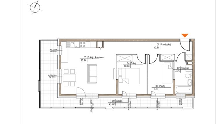 Rzut - Mieszkanie na sprzedaż 3 pokoje o powierzchni 61 m² - numer A.1.7 w Dom Saski
