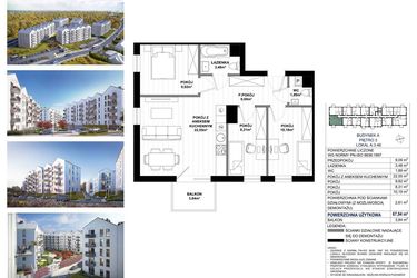 Rzut - Mieszkanie na sprzedaż 4 pokoje o powierzchni 65,33 m² - numer A.3.46 w Skandinavia