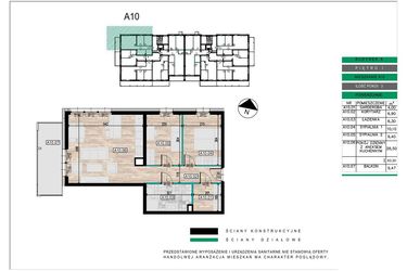 Rzut - Mieszkanie na sprzedaż 3 pokoje o powierzchni 63,05 m² - numer A10 w Lwowska 14