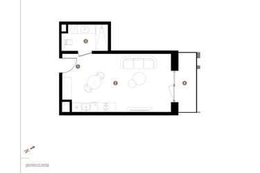Rzut - Mieszkanie na sprzedaż 1 pokój o powierzchni 30,87 m² - numer A1.6.10 w Apartamenty Grundmanna