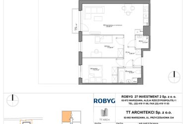 Rzut - Mieszkanie na sprzedaż 3 pokoje o powierzchni 61,11 m² - numer SU3/B/0/9 w Sady Ursynów III