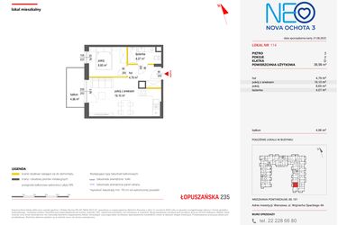 Rzut - Mieszkanie na sprzedaż 2 pokoje o powierzchni 36,56 m² - numer 114 w Neo Nova Ochota 3